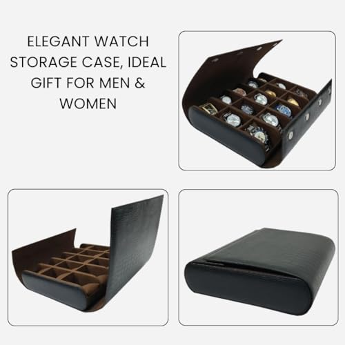 Image of essart Luxury Watch Storage Case - Premium Leather Organizer Box for Exclusive Timepieces, Elegant Display & Protection for Collectors (WR-101-XV-Black)