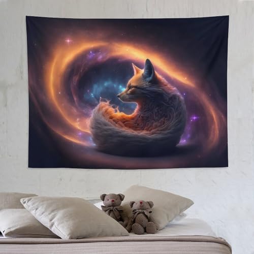 Tapisserie renard PAZZK 150x200cm en polyester pour deco de chambre