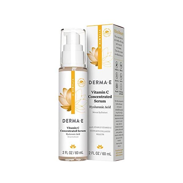 DERMA-E-Vitamin-C-Concentrated-Serum-with-Hyaluronic-Acid--All-Natural-Antioxidant-Rich-Facial-Skin-Serum--Hydrating-Smoothing-and-Brightening-Vitamin-C-Face-Serum-2-oz DERMA E Vitamin C Concentrated Serum with Hyaluronic Acid, Vitamin E & Aloe, All Natural, Antioxidant-Rich Concentrated Facial Serum â Firming and Brightening Vitamin C Face Serum, 2oz