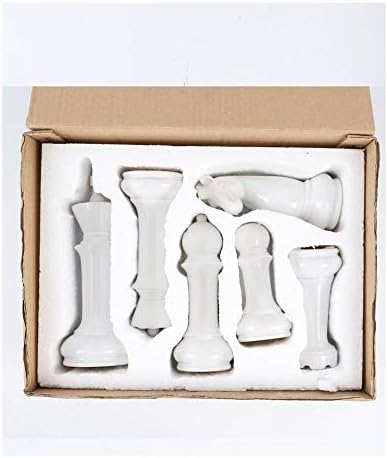 Hwydo Unique ceramic chess piece horse queen art figures table ornament set decor 6pcs (white) - Image 3