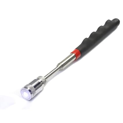 KPS Telescoping Magnetic Picking Tool With LED Flash Light | Stainless Steel Magnet Stick | Hand Tool | Extendable Rod Stick | For Screws/Nut/Bolt/Auto Repair (Pack of 1,Multicolor)