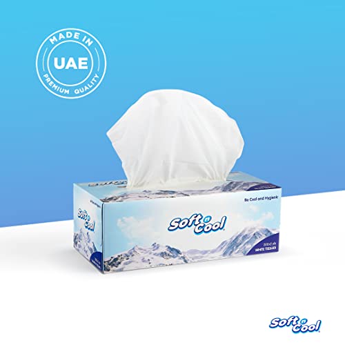 Image of Soft N Cool 2 Ply Facial Tissue Box | Car Tissue | Pack of 5 (150 Pulls Per Box, 750 Sheets) |100% pure, natural virgin paper - Ultra Soft, Absorbent Travel Essential | Made in Dubai (U.A.E)