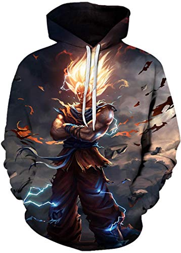 Yesgirl Homme Femme Unisex Sweats À Capuche Dragon Ball Super Son Goku Saiyan Buu Vegeta Anime 3D Impression Pullover À Manches Longues Sweatshirt Chemise Top H Marron XS Cover