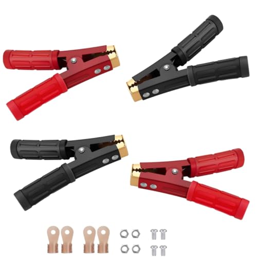 Haokixin 4Pcs Jumper Cable Clamps Heavy Duty Pure Copper Alligator Clips 12V 500-1000A Car Battery Charger Clamps Crocodile Clips Jumper Cable Ends for All Kinds of Cars and Boats