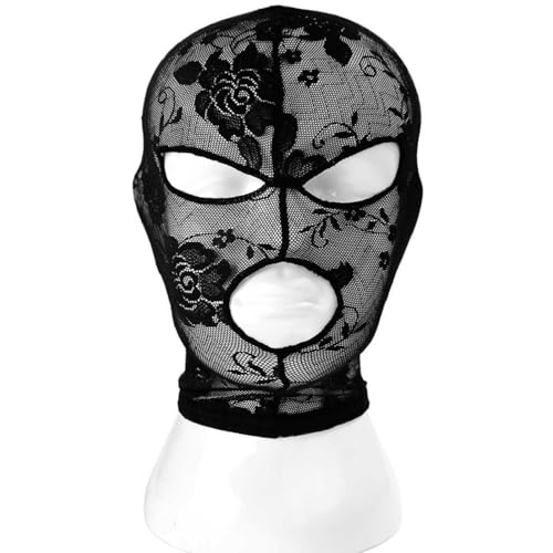 Black Womens Light Lace Floral Veil Role Play Headcovers Party Rave Masks (Lace)