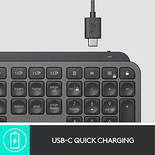 Logitech MX Keys Illuminated Wireless Keyboard with Bluetooth, USB-C - for Apple macOS, Microsoft Windows, Linux, iOS, Android - Graphite by Logitech - Image 9