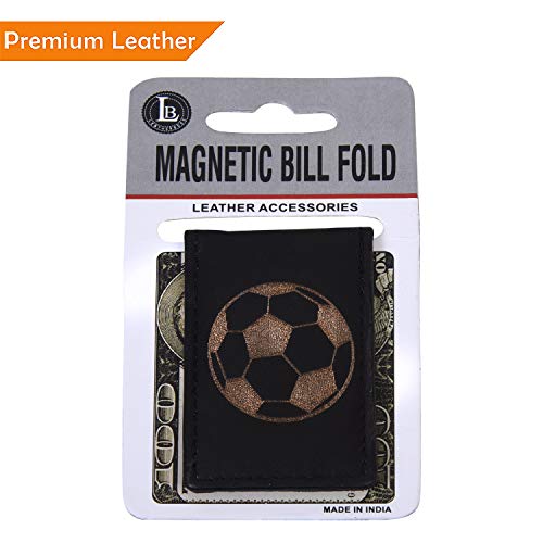 Image of LB LEATHERBOSS Men's New Leather Strong Magnetic Money Clip (Soccer)