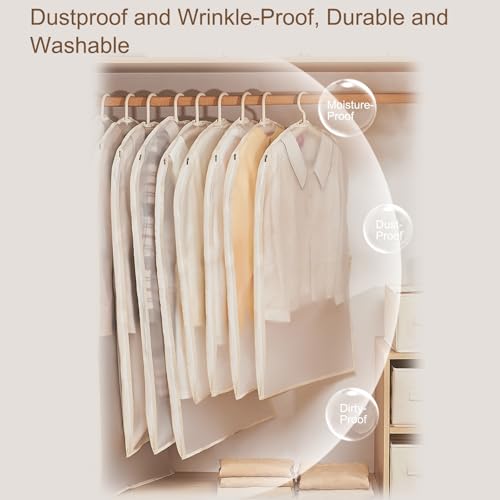 5 Pack Garment Bags for Hanging Clothes, Clothes Cover for Travel Covers for Coats, Jackets, Shirts, Dresses, Sweater Coat Storage(90x60cm/35x24in)4
