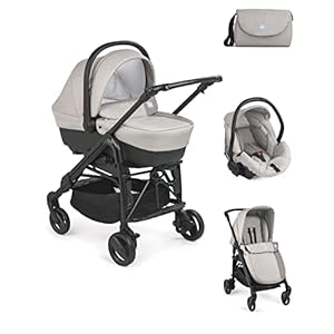 CAM 3 in 1 Kombi-Kinderwagen COMBI TRIS | inkl. Babyschale, Babywanne, Sportwagen, Körbchen und Tasche | Der Allrounder…