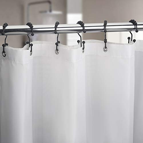 Amazer Shower Curtain Rings, Rust-Resistant Metal Double Shower Hooks For Curtain Rolling Shower Curtain Hooks Rings Shower Rings For Bathroom Shower Curtain Rod , Matte Black, Set Of 12 Rings #TOP5
