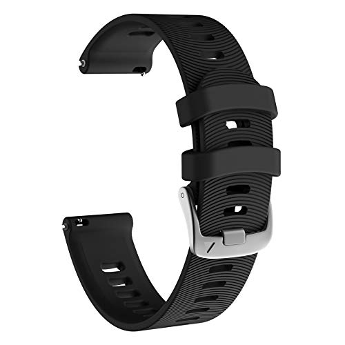 Preisvergleich Produktbild Ousyaah Silikon Uhrenarmband, 20mm mit Schnellverschluss Regenbogen Weich Silikon Uhrenarmband mit Edelstahlschnalle (Schwarz)