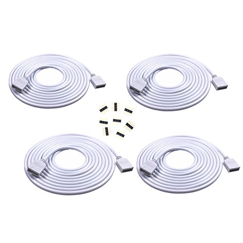 4pcs/Pack 1M 3.28 ft 4 Pins RGB Extension Cable LED Strip Connector Extension Cable Cord Wire 4 Pin LED Connector for SMD 5050 3528 2835 RGB LED Light Strip?8X Male to Male 4pin Plugs