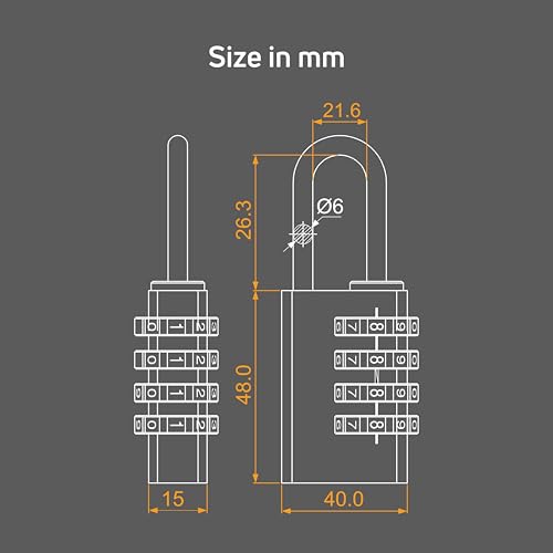 Image of AIDO 4-Digit Luggage Locks | 40mm Number Locks | Default Code 0000 | for Door, Suitcase, Travel Bags, Sports Bags & Backpacks | Small Combination Padlocks for Locker & Tool Box| 2 Yr Warranty