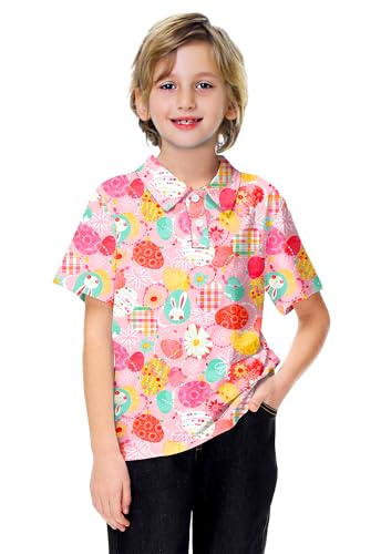 Image of AOBUTE Kids 4th of July Polo American Flag Short Sleeve Button Down Shirts Tops 3-14 Years