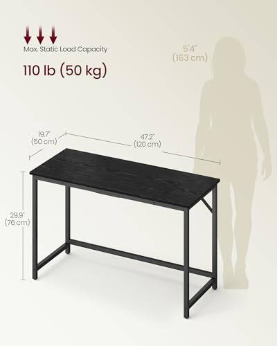 Image of VASAGLE Computer Desk, Steel Frame Gaming Desk for Home Office, 47.2 Inch