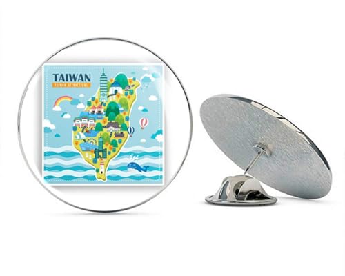 Taiwan Round Metal 0.75" Lapel Pin Hat Shirt Pin Tie Tack Pinback2