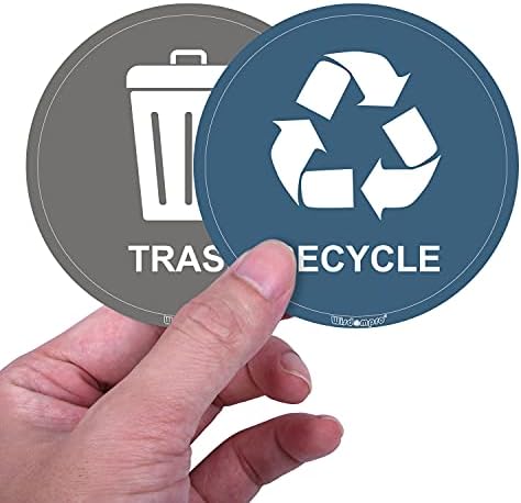 wisdompro 8 Pack Recycling Stickers for Bins, 3 Inch Waterproof Self-adhesive Recycling Decal Sign for Trash Can/Bin, Indoor & Outdoor Use for Home Kitchen, Office (Blue & Grey)