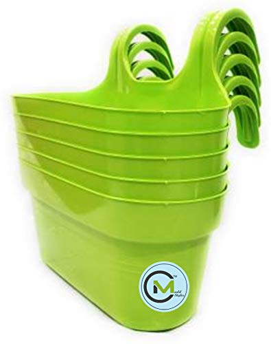 MUDDSTYLES Double Hook Pot Plant Container Set Wall Railing Hanging Flower Planter Pots Green (Pack of 3) (B08VJ2NH1T) Amazon Price History, Amazon Price Tracker
