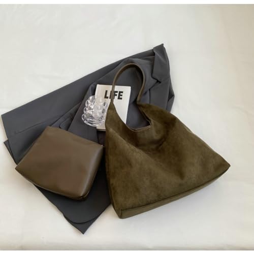 Image of 2 Pcs Slouchy Hobo Bags Women Suede Crescent Satchels Shoulder Bag Crossbody Purse Top-handle College Tote Handbag 2026
