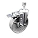 Semi Steel Cast Iron Swivel Threaded Stem Caster w/Roller Bearing - 5" x 1.5" Silver Wheel and 1/2" Stem & Total Locking Brake - 300 lbs Capacity/Caster - Service Caster Brand