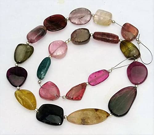 Multi tourmaline naturelle gemme percée 8x14mm pour création bijoux DIY