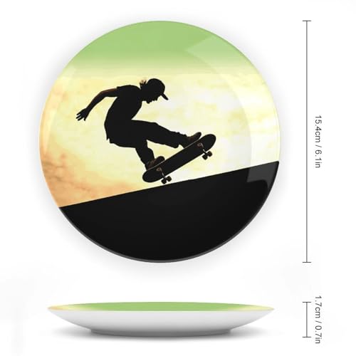 Plato Decorativo Skateboard Bone China Estilo Chino 6 pulg miniatura 2
