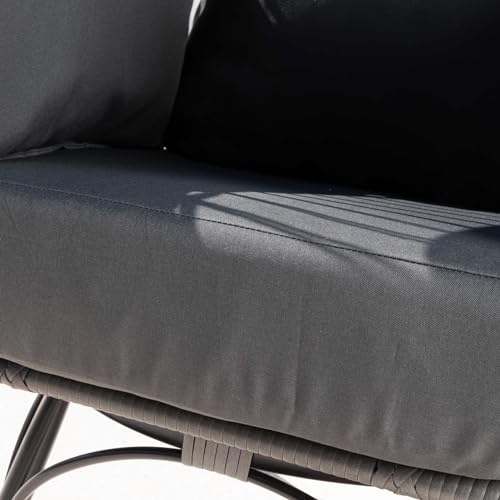 NICESOUL Indoor Outdoor Wicker Egg Chair Set of 2, All-Weather Patio Seat w/Cushion Comfortable, 440 Lbs Modern Stationary Egg-Basket Lounger, Boho Dome Papasan for Living Room, Porch, Deck, Grey