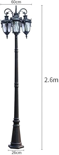 Miniatura 7 de Europea al aire libre grande 3 cabezas paisaje linterna impermeable alto poste columna lámpara tradicional victoriano jardín calle luz vidrio