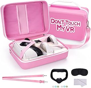 Doohoeek Hard Carrying Bag for Oculus Quest 2 with All-in-One VR Headsets Accessories, Travel Case Storage Organizer with VR Face Cover&Grip Covers&Lens Pad for VR Gaming (No Devices), Pink