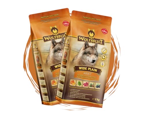 Wolfsblut Wide Plain Adult 2x2kg Sparpaket - Hundefutter - getreidefreies Trockenfutter mit Pferdefleisch & Süßkartoffel – hypoallergen, mit Superfoods – für Sensible Hunde – 2 x 2 kg Bundle