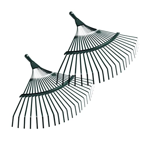 POPETPOP Lot de 2 Râteaux à Feuilles pour Jardin Râteau en Métal à 22 Dents Manche en Bois