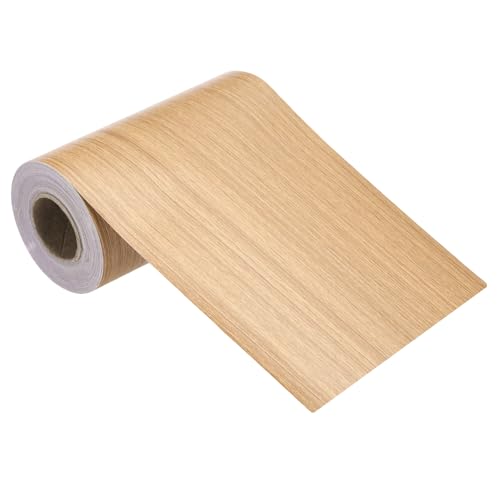 Image of MECCANIXITY Wood Grain Repair Tape, 4 Inch x 33 Feet Self Adhesive Wood Grain Tape Multi-Purpose Wallpaper Border Trim for Furniture Floors Windows Doors Tables Home DIY Projects, Yellow