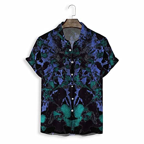 Chemise hawaïenne homme mode art abstrait imprimé jet d'encre manche courte été