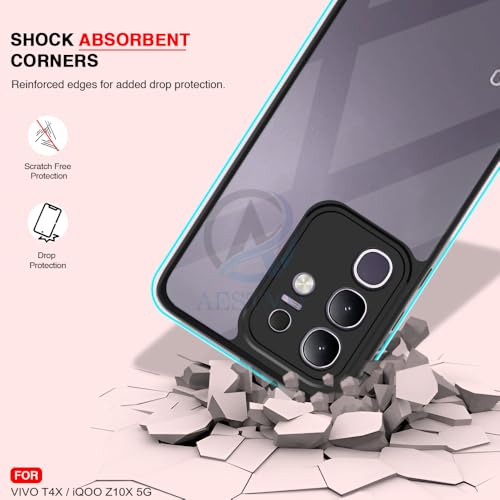 Image of AESTMO Vivo T4X 5G / iQOO Z10X 5G / Vivo Y31 Pro 5G Back Cover | 360 Protection | Crystal Clear Hard Back Transparent | Compatible with MagSafe Accessories (PC+TPU, Black Bumper)