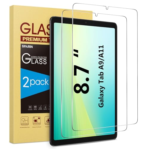 SPARIN 2 Pack Screen Protector for Samsung Galaxy Tab A9/A11 (8.7 inch) X110/X115/X133/X135 9H Hardness Anti-Scratch Tempered Glass Film Case Friendly