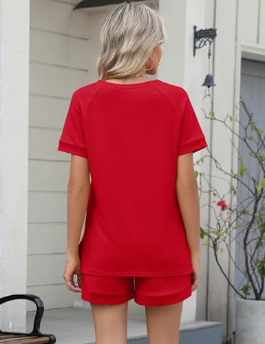 Image of LOMON Womens Two Piece Sets Summer Lounge Sets Sweatsuit Shorts Set Casual Matching Sets