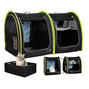 Totoro ball Double Cat Carrier for 2 Cats Portable Soft-Sided cat Travel Carrier with Litter Box Pet Kennel Show Cages…