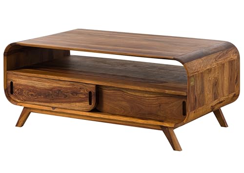 Table Basse en Bois de Sheesham 120x70x50 Marron Clair laqué Mailand #131