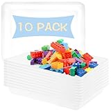 10 Pcs Plastic Art Trays,Stackable Activity Tray Crafts Organizer,Serving Tray for Home,School,Kids,DIY Projects,Painting,Beads,11 x 8.3 x 1.2 Inch (Clear)