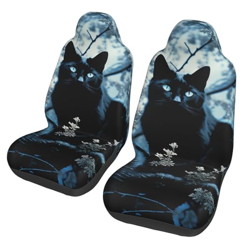 Housses de siège de voiture respirantes universelles chat noir | Protection avant berline