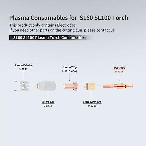 Image of 10pcs 9-8215 Electrodes for Thermal Dynamics SL60 SL100 Plasma Torch | Compatible with Thermal Dynamics Cutmaster 38 /52 /82 /102 /152 Plasma Cutter 60A Consumables