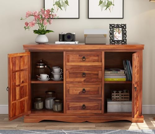 Image of Solid Sheesham Wood Wooden Chest (Carl)
