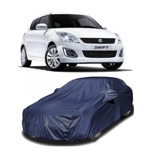 Image of Car Body Cover Compatible with Maruti Suzuki Swift | Water, Dust & UV Protection | Mirror Pockets | Elastic Grip | Triple Stitch Swift Car Cover (Blue)