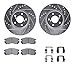 Dynamic Friction Company Front Brake Rotors-Drilled and Slotted-Silver with 5000 Advanced Brake Pads includes Hardware 7512-13009