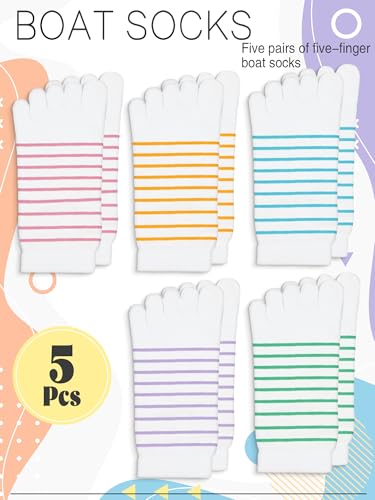 Image of Sintege 5 Pairs Stripe Toe Socks Women Colorful Finger Sock with Toes Separated Ankle Socks for Athletic Running Women Men