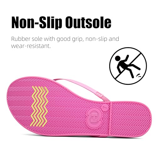 Image of INMINPIN Flat Flip Flops with Arch Support for Women - Memory Foam Flats Summer Sandals 2026 - Ultra Comfort Vegan Leather Thong Sandals Summer Beach Slide