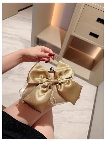 Image of Verdusa Women's Bowknot Evening Bag Ruched Clutch Purse Party Handbag with Chain Strap