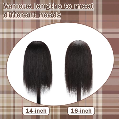 YODIDI Mannequin Head Human Hair, Manikin Head with 100% Human Hair Cosmetology Doll Head for Hairdresser Practice Braiding Hair Styling with Table Clamp Stand and Tools (14 Inch)