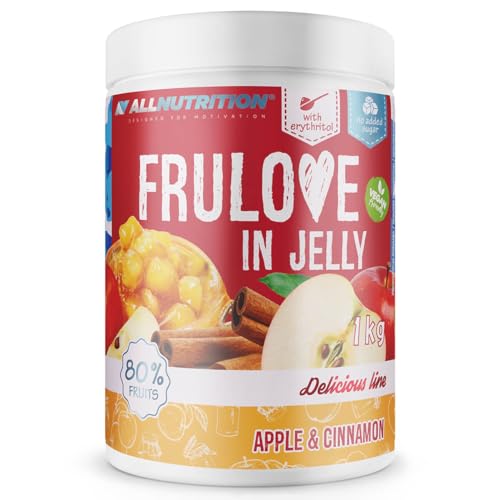 ALLNUTRITION Mermelada sin Azúcar - Frulove en Gelatina Manzana de Invierno - 80% Mermelada de Frutas Baja en Calorías - Mermelada sin Azúcar - Apta para Veganos - 1000g