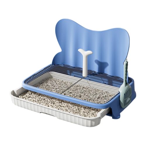 Kirnuo 犬用トイレトレー 、ペットトイレ、尿の飛散防止、プル式、小型犬・中型犬向け、犬用小便器、トイレボックス、屋内ペット用品、足を乾いた状態に保ち、床を保護し、お手入れ簡単 (ブルー,57*42cm)